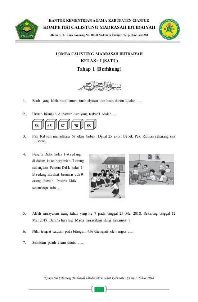 Materi Calistung Kelas 1 Sd Pdf