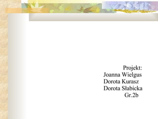 Projekt:   Joanna Wielgus   Dorota Kurasz   Dorota Słabicka   Gr.2b 