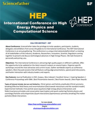 26th International Conference on High Energy Physics and Computational ...