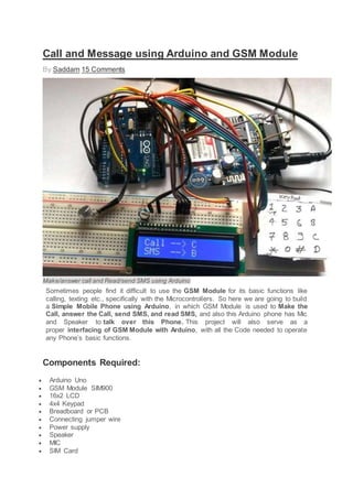 Call and message using arduino and gsm module | PDF