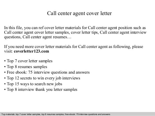 Free sample cover letter for call center agent