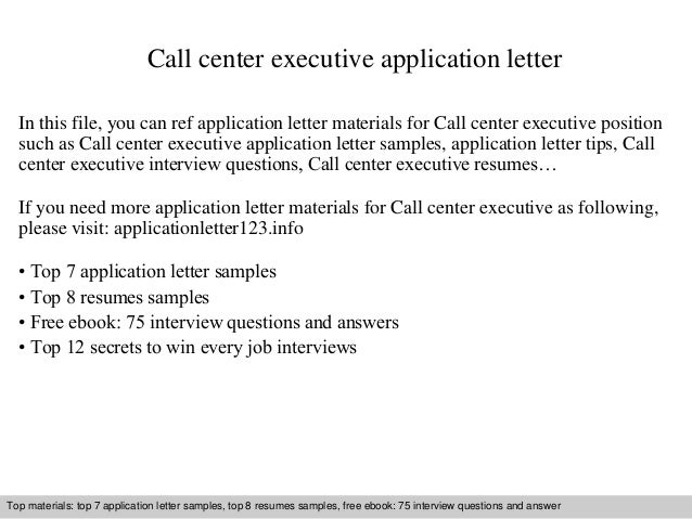 Call Center Executive Application Letter