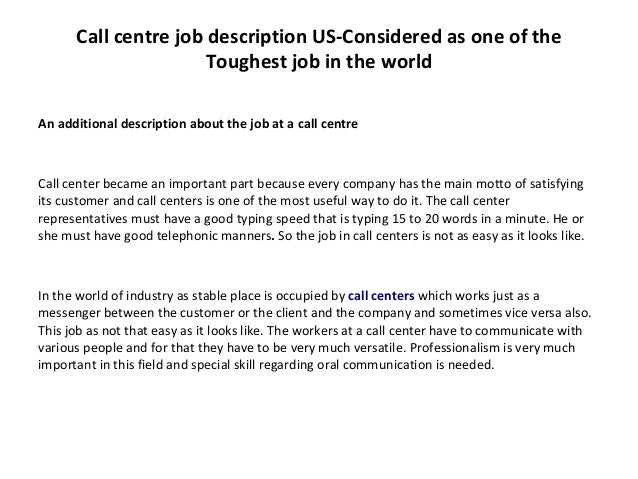 Call center job description