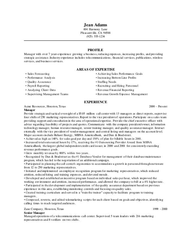 call center manager cv template cv for call center