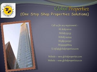 Call us for any requirement :-
M: 8285122122
M:8285133133
M:8285144144
M:9891500527
M:9999568224
E: info@globalpropertiez.com
Website :- www.globalpropertiez.com
Website :- www.globalpropertiez.co.in
 