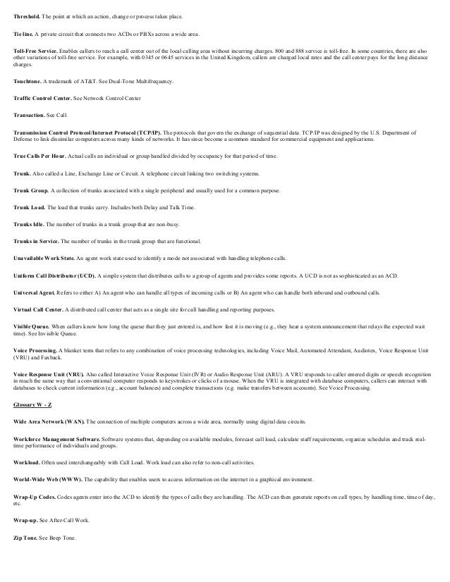 Call Centers Glossary
