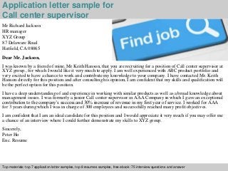 call center supervisor interview questions