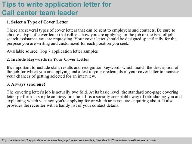 Sample resume of a call center team leader