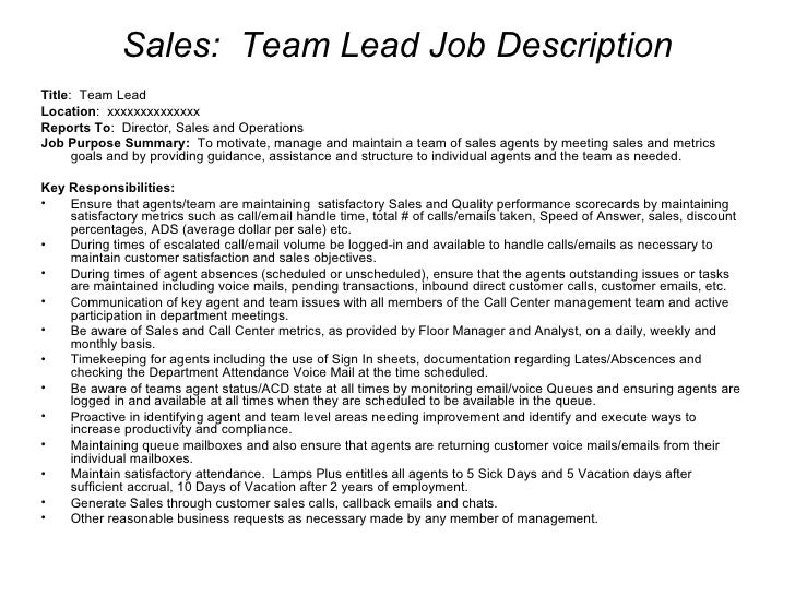 job description call center