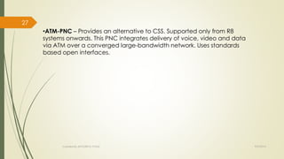 – Provides an alternative to CSS. Supported only from R8 
systems onwards. This PNC integrates delivery of voice, video and data 
via ATM over a converged large-bandwidth network. Uses standards 
based open interfaces. 
Created By APOORVA TYAGI 9/9/2014 
27 
 