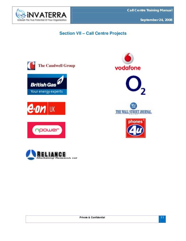 Call centre training manual