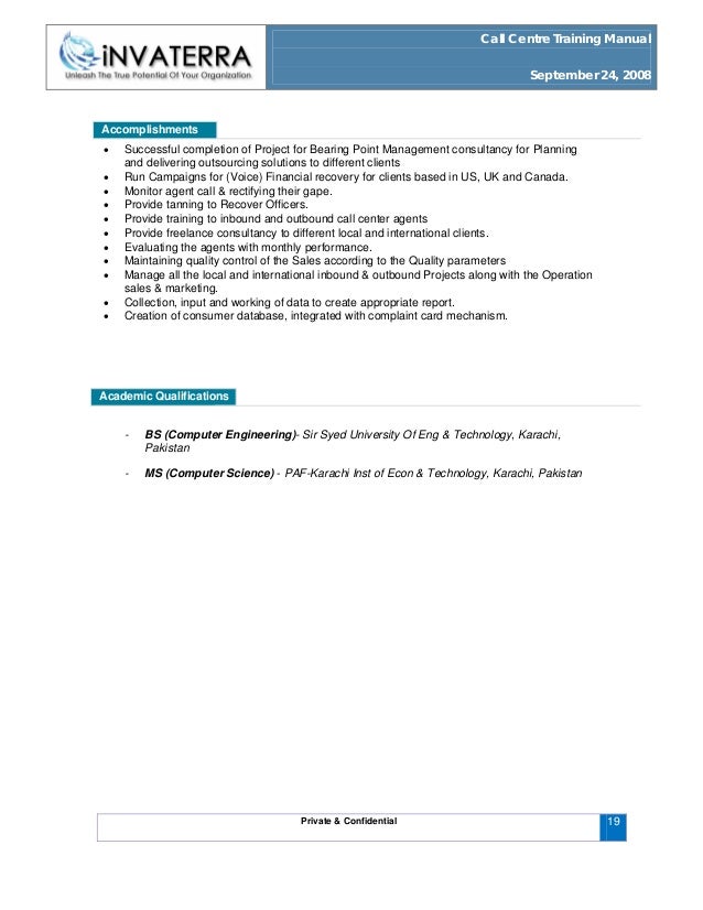 Call centre training manual