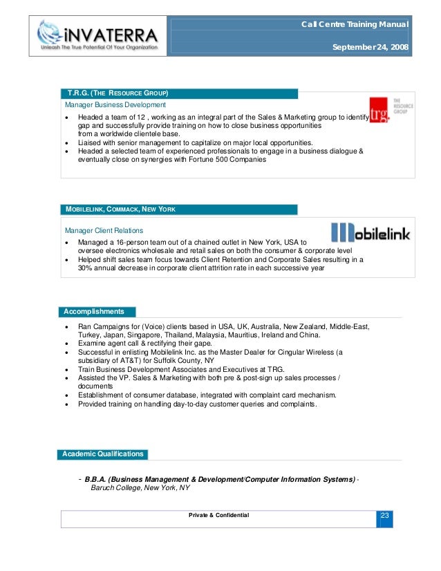 call centre training manual bpo training material free download
