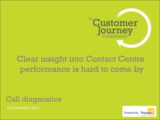 Clear insight into Contact Centre
performance is hard to come by
Call diagnostics
14th December 2013
Powered by

 