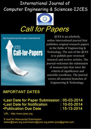 Call for engineering papers ijces