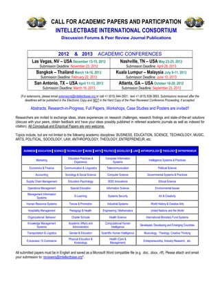 Intellectbase International Consortium Call for Papers | PDF