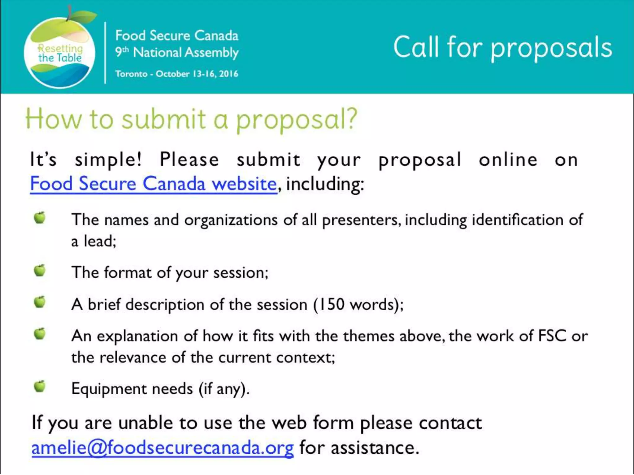 Call for proposals | Resetting the Table 2016