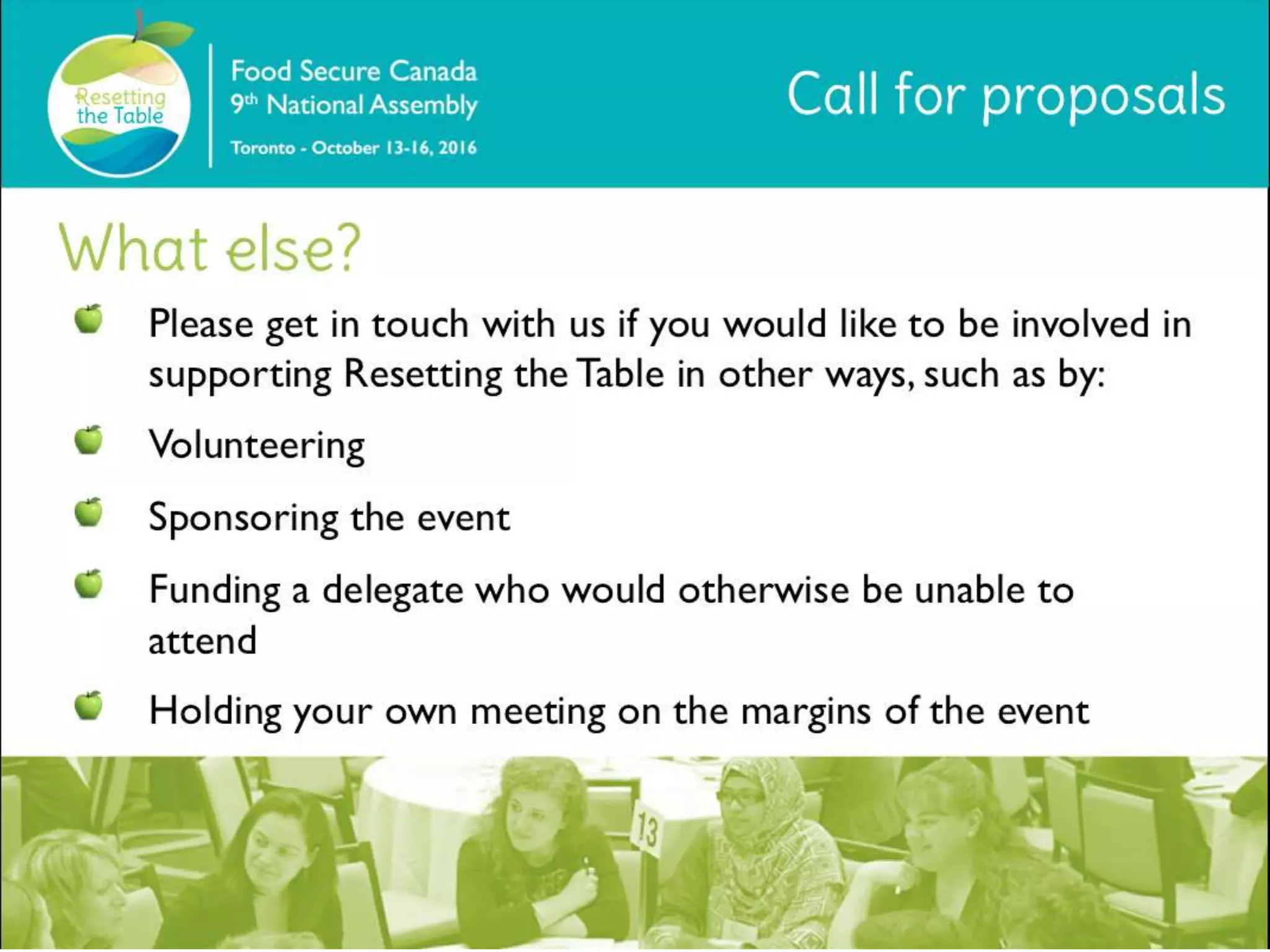 Call for proposals | Resetting the Table 2016