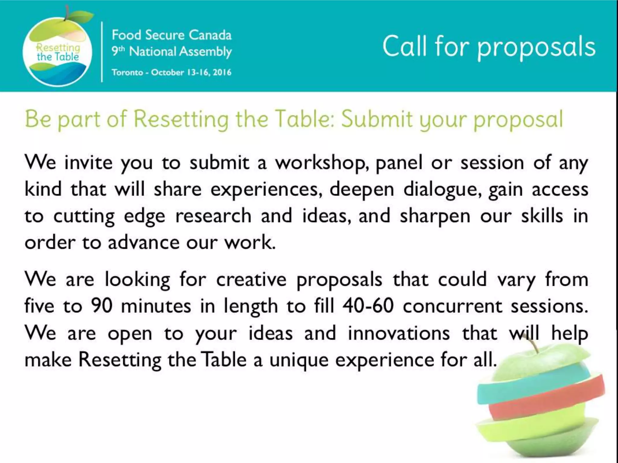 Call for proposals | Resetting the Table 2016