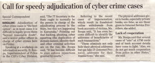 Call for speedy adjudication of cyber crime cases