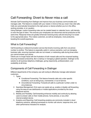 Call Forwarding: Divert to Never miss a call | PDF