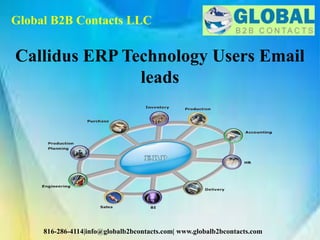 Global B2B Contacts LLC
816-286-4114|info@globalb2bcontacts.com| www.globalb2bcontacts.com
Callidus ERP Technology Users Email
leads
 