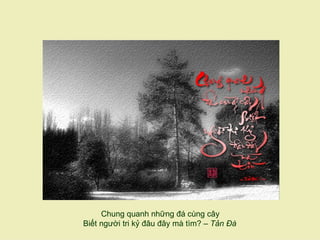 Chung quanh những đá cùng cây
Biết người tri kỷ đâu đây mà tìm? – Tản Đà
 