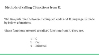Calling c functions from r programming unit 5 | PDF | Programming ...