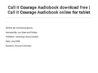 call it courage audiobook