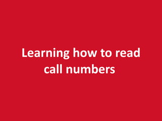 Learning how to read call numbers  