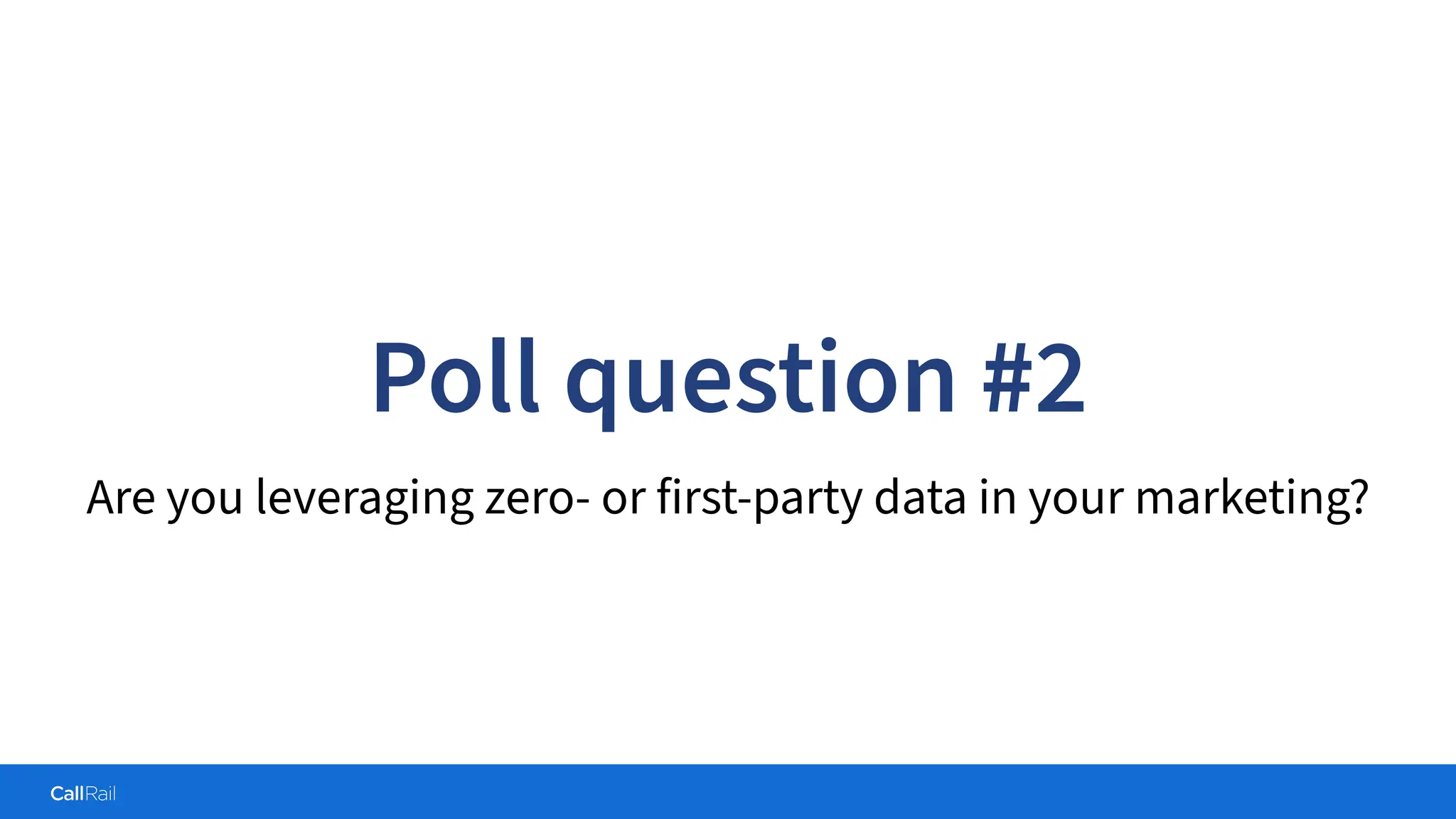 Confidential
|
Poll question #2
Are you leveraging zero- or first-party data in your marketing?
 