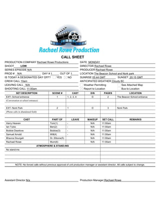 Call sheet | PDF