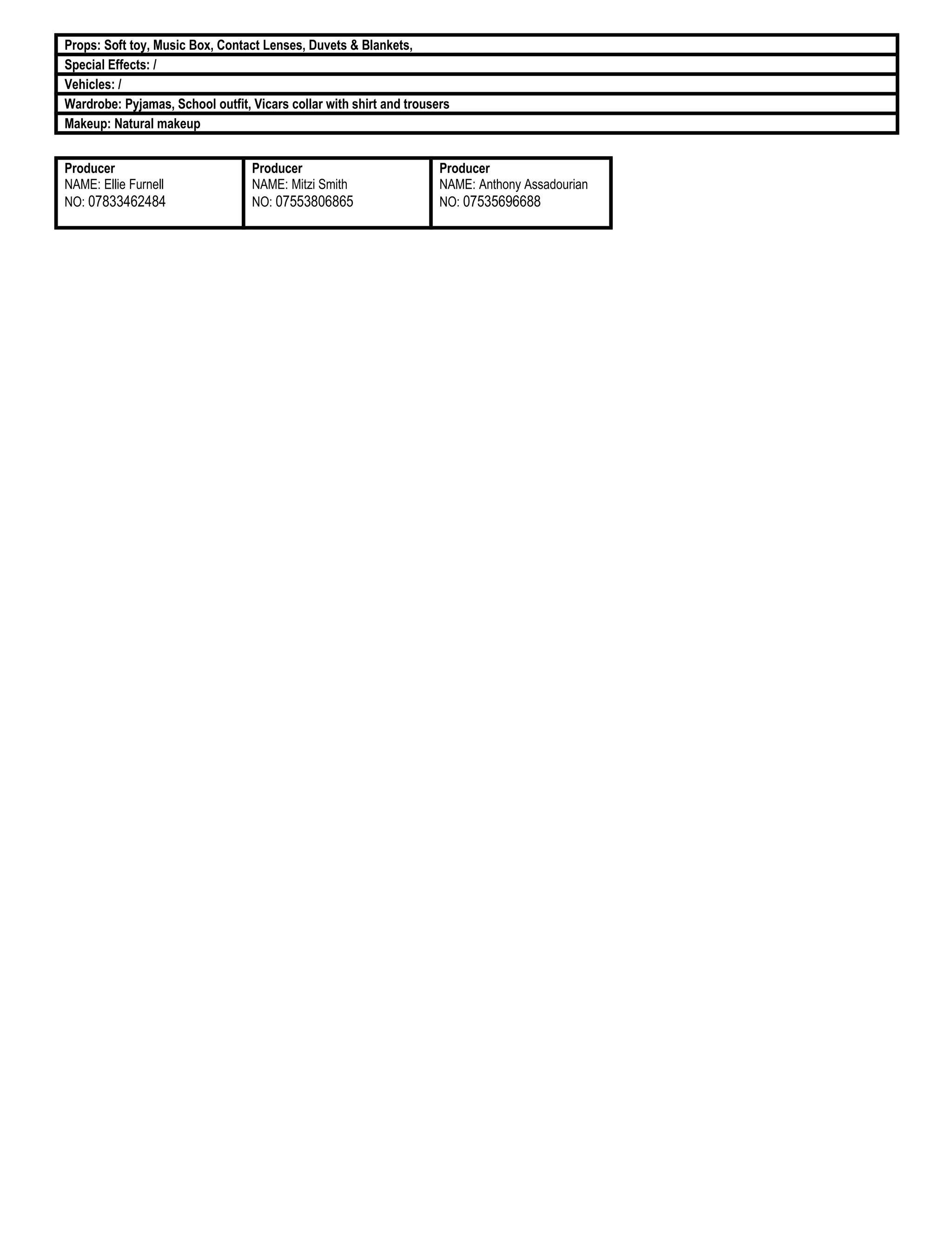 Call sheet pdf