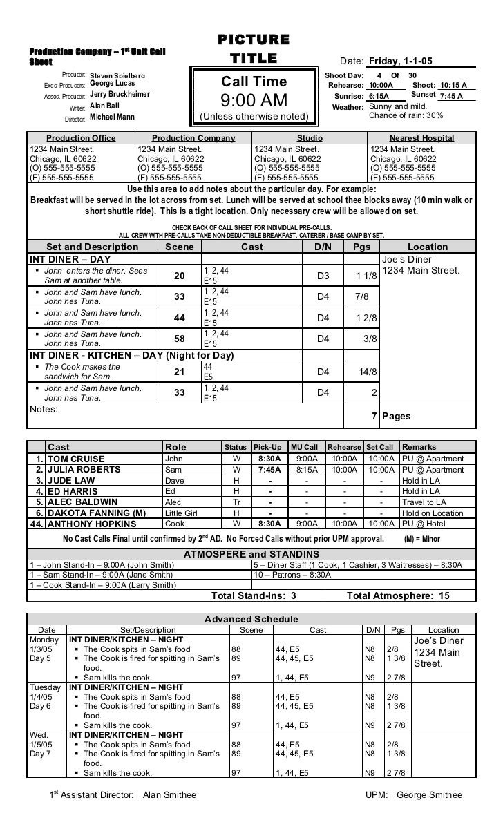 Daily Call Sheet Template from image.slidesharecdn.com