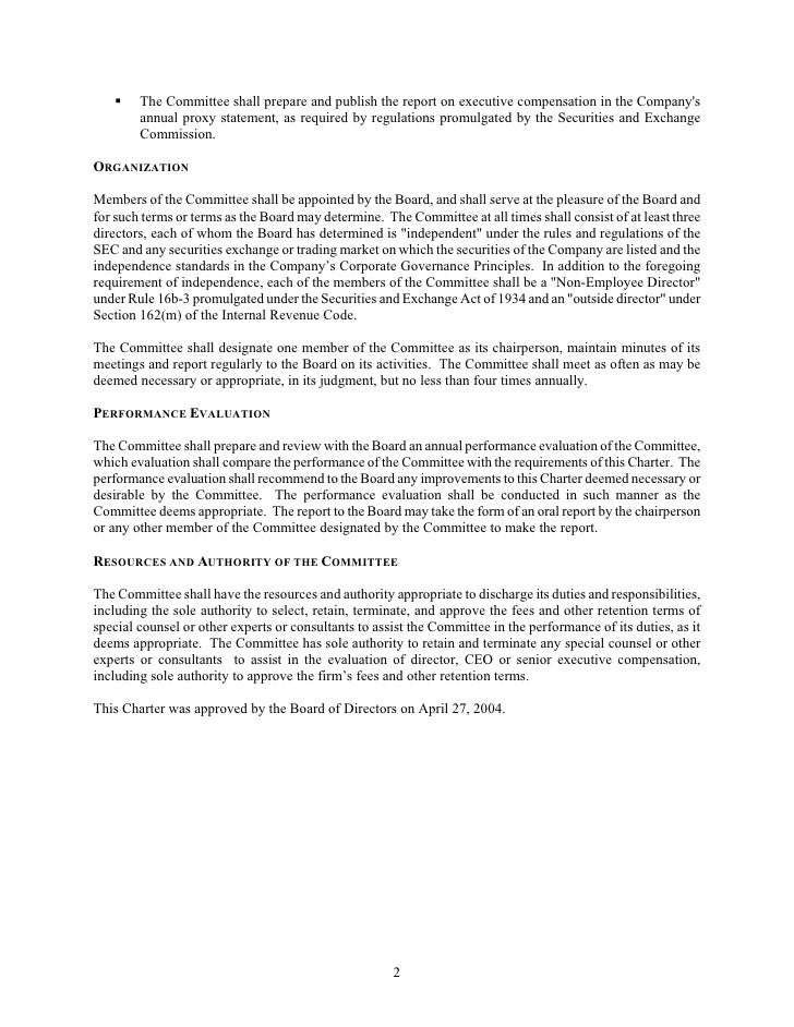 Call Wave Corporate Governance Compensation Committee Charter