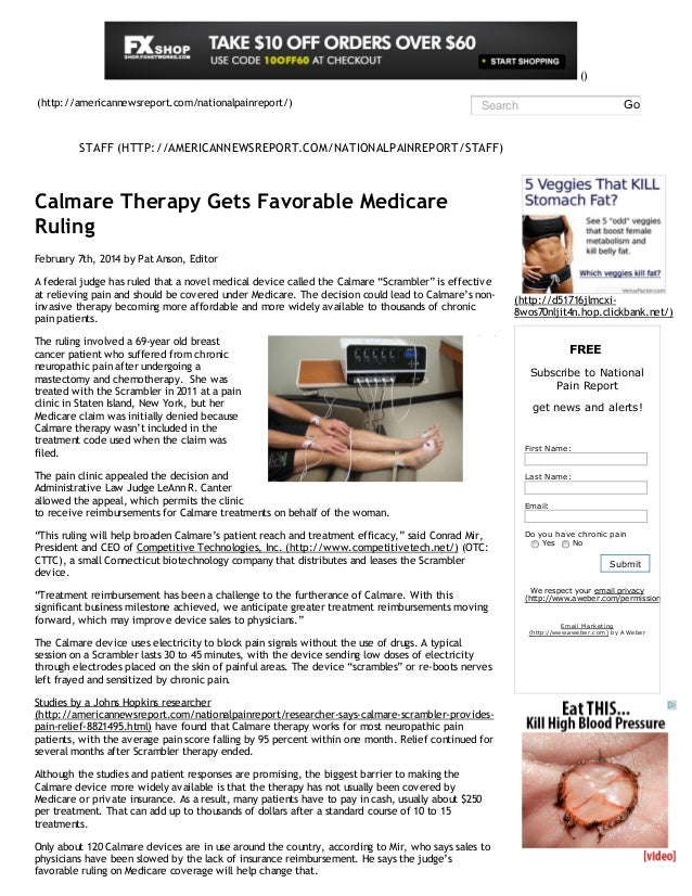 Calmare therapy gets favorable medicare ruling national pain report