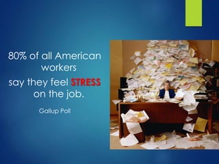 80% of all American
workers
say they feel STRESS
on the job.
Gallup Poll
 