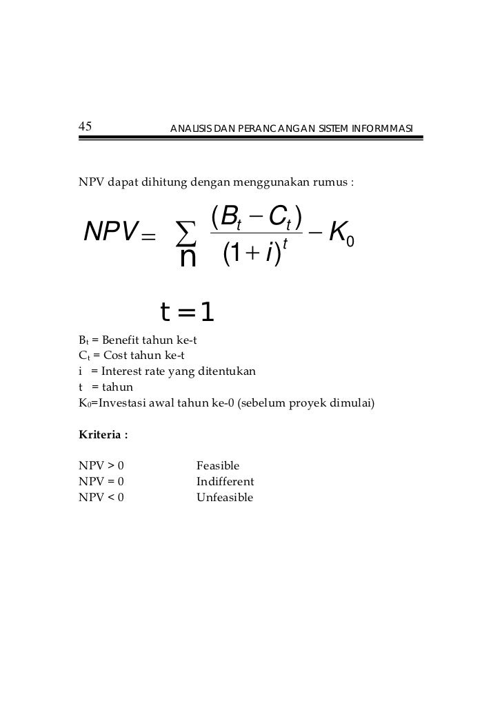 tabel bunga npv dan Perancangan Analisa Sistem