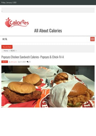 Friday, January 1, 2021
Home > IDEAS >
All About Calories
PopeyesChicken Sandwich Calories- Popeyes& Chick-Fil-A
IDEAS by dimi jano - April 1, 2020  0
You are here

 