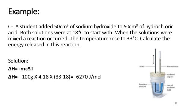 Calorimeter and enthalpy measurements
