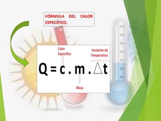 FÓRMULA DEL CALOR
ESPECÍFICO.
 