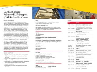 Cardiac Surgery Advanced Life Support ~ CALS ~ Provider Course | PDF
