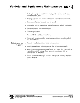 Check Dams                                                 SC-4




   Caltrans Storm Water Quality Handbooks                      Section 4
   Construction Site Best Management Practices Manual   Check Dams SC-4
   March 1, 2003                                                  4 of 5
 
