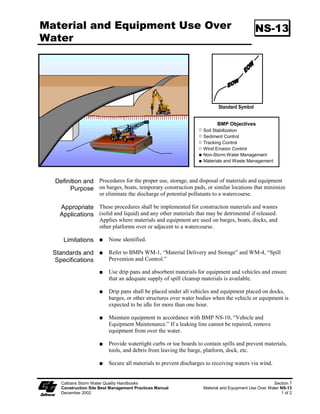 Fiber Rolls                                              SC-5




   Caltrans Storm Water Quality Handbooks                      Section 4
   Construction Site Best Management Practices Manual   Fiber Rolls SC-5
   March 1, 2003                                                   4 of 6
 