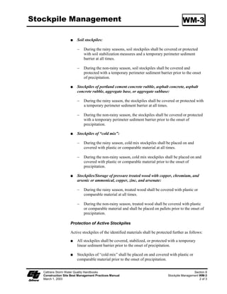 Straw Bale Barrier                                              SC-9




   Caltrans Storm Water Quality Handbooks                            Section 4
   Construction Site Best Management Practices Manual   Straw Bale Barrier SC-9
   March 1, 2003                                                          4 of 5
 