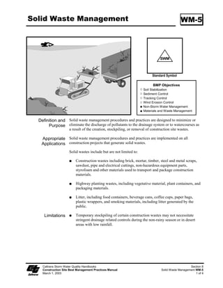 Storm Drain Inlet Protection                                            SC-10




   Caltrans Storm Water Quality Handbooks                                         Section 4
   Construction Site Best Management Practices Manual   Storm Drain Inlet Protection SC-10
   March 1, 2003                                                                     5 of 7
 