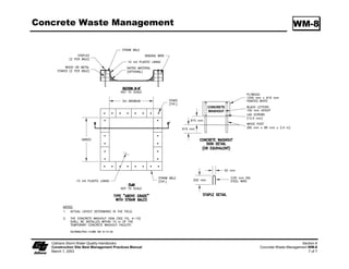 Dewatering Operations                                                                            NS-2

                             Avoid dewatering discharges where possible by using the water for dust
                             control, by infiltration, etc.

Standards and                Dewatering shall be conducted in accordance with the Field Guide to
Specifications               Construction Site Dewatering, October 200, CTSW-RT-0-00.

                             Dewatering for accumulated precipitation (storm water) shall follow this BMP
                             and use treatment measures specified herein.

                             The RWQCB may require a separate NPDES permit prior to the dewatering
                             discharge of non-storm water. These permits will have specific testing,
                             monitoring, and discharge requirements and can take significant time to obtain.

                             Except in RWQCB Regions  and 2, the discharge of accumulated
                             precipitation (storm water) to a water body or storm drain is subject to the
                             requirements of Caltrans NPDES permit. Sediment control and other
                             appropriate BMPs (e.g., outlet protection/energy dissipation) must be
                             employed when this water is discharged.

                             RWQCB Regions  and 2 require notification and approval prior to any
                             discharge of water from construction sites.

                             In RWQCB Regions 3, 5, 7, and 9 non-storm water dewatering for discharges
                             meeting certain conditions are allowed under an RWQCB general dewatering
                             NPDES Permit. Notification and approval from the RWQCB is required prior
                             to conducting these operations. This includes storm water that is mixed with
                             groundwater or other non-storm water sources. Once the discharge is allowed,
                             appropriate BMPs must be implemented to ensure that the discharge complies
                             with all permit requirements. Conditions for potential discharge under an
                             RWQCB general dewatering NPDES Permit include:

                             ϑ   Regions 3, 5, 7: Non-storm water discharges, free of pollutants other than
                                 sediment, 0.25 MGD, with a duration of 4 or fewer months.

                             ϑ   Region 9: Groundwater, free of pollutants other than sediment, 0.0
                                 MGD, to surface waters other than San Diego Bay.

                             The flow chart shown on Page 4 shall be utilized to guide dewatering
                             operations.

                             The RE will coordinate monitoring and permit compliance.

                             Discharges must comply with regional and watershed-specific discharge
                             requirements.

                             Additional permits or permissions from other agencies may be required for
                             dewatering cofferdams or diversions.

                             Dewatering discharges must not cause erosion at the discharge point.


       Caltrans Storm Water Quality Handbooks                                                            Section 7
       Construction Site Best Management Practices Manual                              Dewatering Operations NS-2
       March 1, 2003                                                                                       2 of 12
 