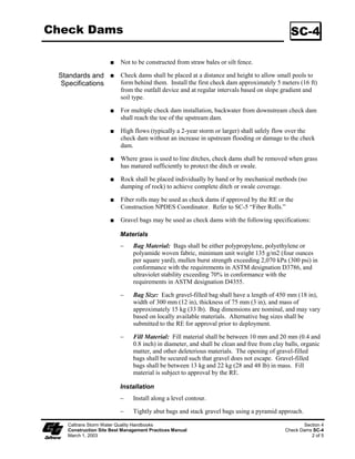 *HRWH[WLOHV 0DWV 3ODVWLF RYHUV                                                                 66
DQG (URVLRQ RQWURO %ODQNHWV

                    6LWH 3UHSDUDWLRQ
                         3URSHU VLWH SUHSDUDWLRQ LV HVVHQWLDO WR HQVXUH FRPSOHWH FRQWDFW RI WKH EODQNHW
                         RU PDWWLQJ ZLWK WKH VRLO

                         *UDGH DQG VKDSH WKH DUHD RI LQVWDOODWLRQ

                         5HPRYH DOO URFNV FORGV YHJHWDWLRQ RU RWKHU REVWUXFWLRQV VR WKDW WKH LQVWDOOHG
                         EODQNHWV RU PDWV ZLOO KDYH FRPSOHWH GLUHFW FRQWDFW ZLWK WKH VRLO

                         3UHSDUH VHHGEHG E ORRVHQLQJ  PP  LQ 