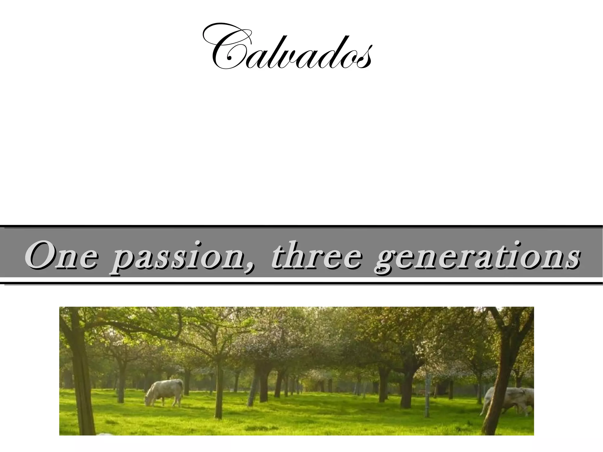 One passion, three generationsOne passion, three generations
Calvados
 