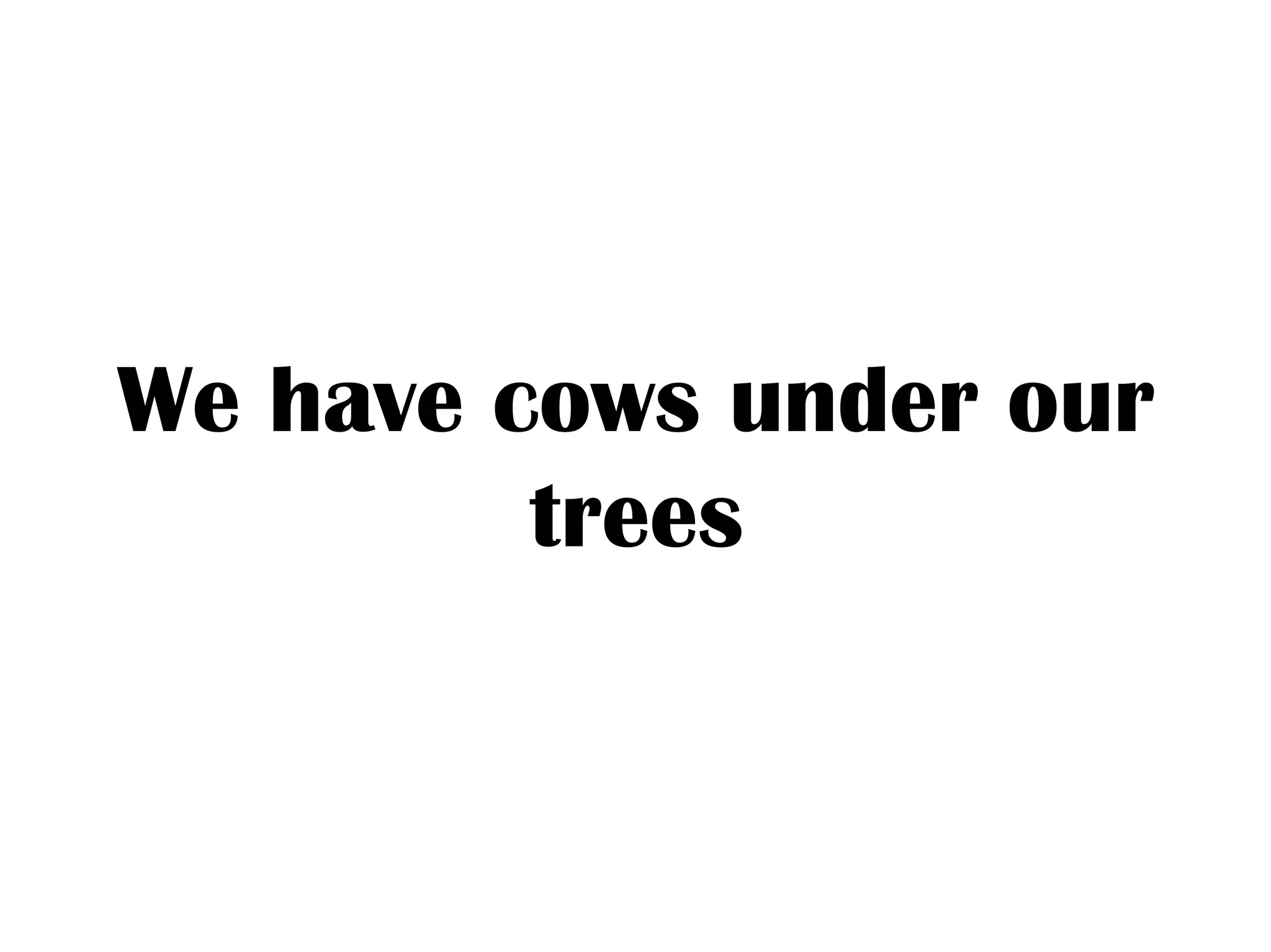 We have cows under our
trees
 